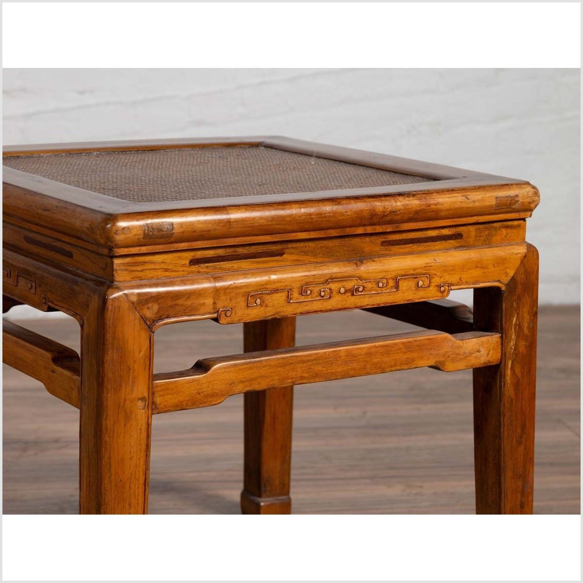 Antique Chinese Ming Style Elmwood Waisted Side Table with Horsehoof Legs-11. Asian & Chinese Furniture, Art, Antiques, Vintage Home Décor for sale at FEA Home