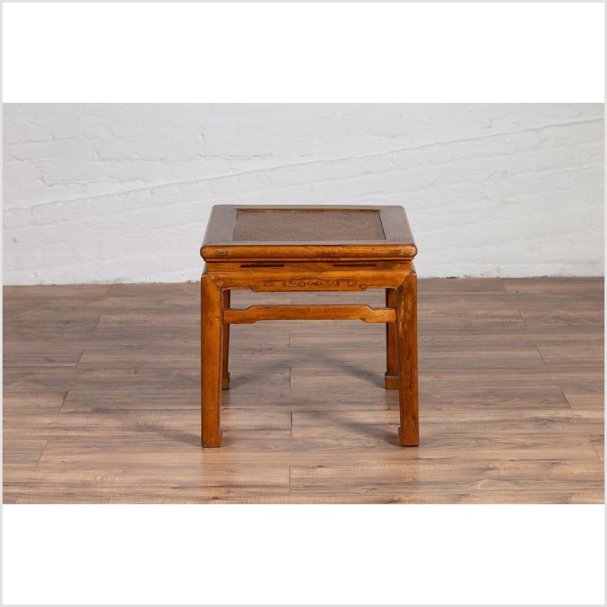 Antique Chinese Ming Style Elmwood Waisted Side Table with Horsehoof Legs-5. Asian & Chinese Furniture, Art, Antiques, Vintage Home Décor for sale at FEA Home