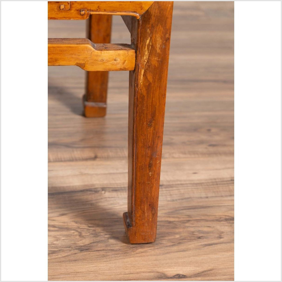 Antique Chinese Ming Style Elmwood Waisted Side Table with Horsehoof Legs-8. Asian & Chinese Furniture, Art, Antiques, Vintage Home Décor for sale at FEA Home