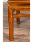 Antique Chinese Ming Style Elmwood Waisted Side Table with Horsehoof Legs-9. Asian & Chinese Furniture, Art, Antiques, Vintage Home Décor for sale at FEA Home