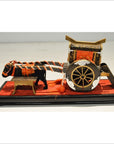 Antique Chinese Miniature Ceremonial Oxen Cart – Red Silk Harness, Black Ox Finish-6. Asian & Chinese Furniture, Art, Antiques, Vintage Home Décor for sale at FEA Home