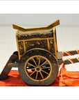 Antique Chinese Miniature Ceremonial Oxen Cart – Red Silk Harness, Black Ox Finish-8. Asian & Chinese Furniture, Art, Antiques, Vintage Home Décor for sale at FEA Home