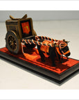 Antique Chinese Miniature Ceremonial Oxen Cart – Red Silk Harness, Black Ox Finish-1. Asian & Chinese Furniture, Art, Antiques, Vintage Home Décor for sale at FEA Home