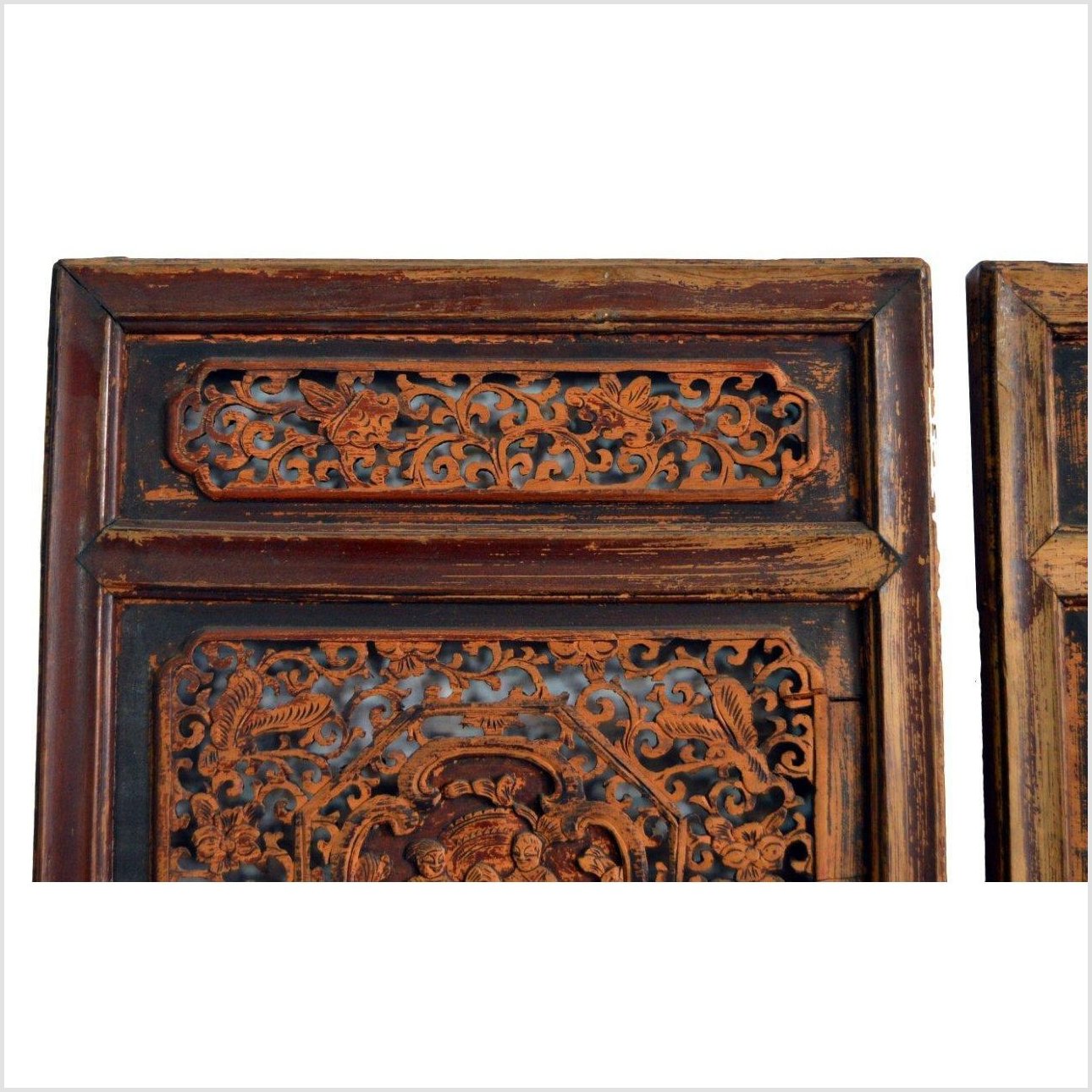 Chinese Wood Panels with Openwork Design – Figural Carvings, Matched Pair-3. Asian & Chinese Furniture, Art, Antiques, Vintage Home Décor for sale at FEA Home