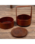 Antique Chinese Rattan Nested Lunch Basket with Carved Handle and Calligraphy-14. Asian & Chinese Furniture, Art, Antiques, Vintage Home Décor for sale at FEA Home
