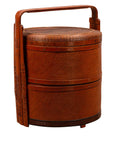 Antique Chinese Rattan Nested Lunch Basket with Carved Handle and Calligraphy-1. Asian & Chinese Furniture, Art, Antiques, Vintage Home Décor for sale at FEA Home