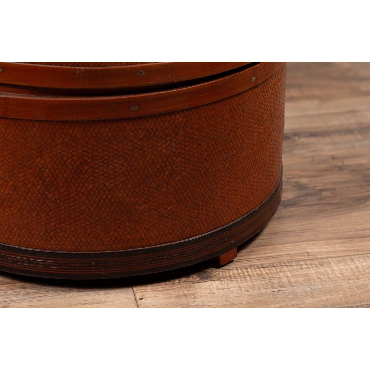 Antique Chinese Rattan Nested Lunch Basket with Carved Handle and Calligraphy-9. Asian & Chinese Furniture, Art, Antiques, Vintage Home Décor for sale at FEA Home
