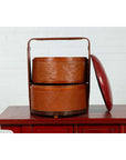 Antique Chinese Rattan Tiered Wedding Basket with Carved Handle and Red Top-13. Asian & Chinese Furniture, Art, Antiques, Vintage Home Décor for sale at FEA Home