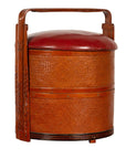 Antique Chinese Rattan Tiered Wedding Basket with Carved Handle and Red Top-1. Asian & Chinese Furniture, Art, Antiques, Vintage Home Décor for sale at FEA Home