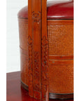 Antique Chinese Rattan Tiered Wedding Basket with Carved Handle and Red Top-9. Asian & Chinese Furniture, Art, Antiques, Vintage Home Décor for sale at FEA Home