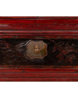 Antique Chinese Red and Black Lacquered Three-Section Chest with Carved Figures-15. Asian & Chinese Furniture, Art, Antiques, Vintage Home Décor for sale at FEA Home