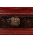 Antique Chinese Red and Black Lacquered Three-Section Chest with Carved Figures-15. Asian & Chinese Furniture, Art, Antiques, Vintage Home Décor for sale at FEA Home