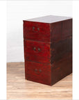 Antique Chinese Red and Black Lacquered Three-Section Chest with Carved Figures-20. Asian & Chinese Furniture, Art, Antiques, Vintage Home Décor for sale at FEA Home