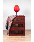 Antique Chinese Red and Black Lacquered Three-Section Chest with Carved Figures-3. Asian & Chinese Furniture, Art, Antiques, Vintage Home Décor for sale at FEA Home