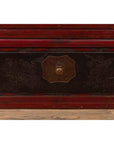 Antique Chinese Red and Black Lacquered Three-Section Chest with Carved Figures-9. Asian & Chinese Furniture, Art, Antiques, Vintage Home Décor for sale at FEA Home