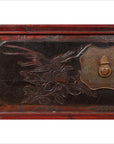 Antique Chinese Red and Black Lacquered Three-Section Chest with Carved Figures-10. Asian & Chinese Furniture, Art, Antiques, Vintage Home Décor for sale at FEA Home