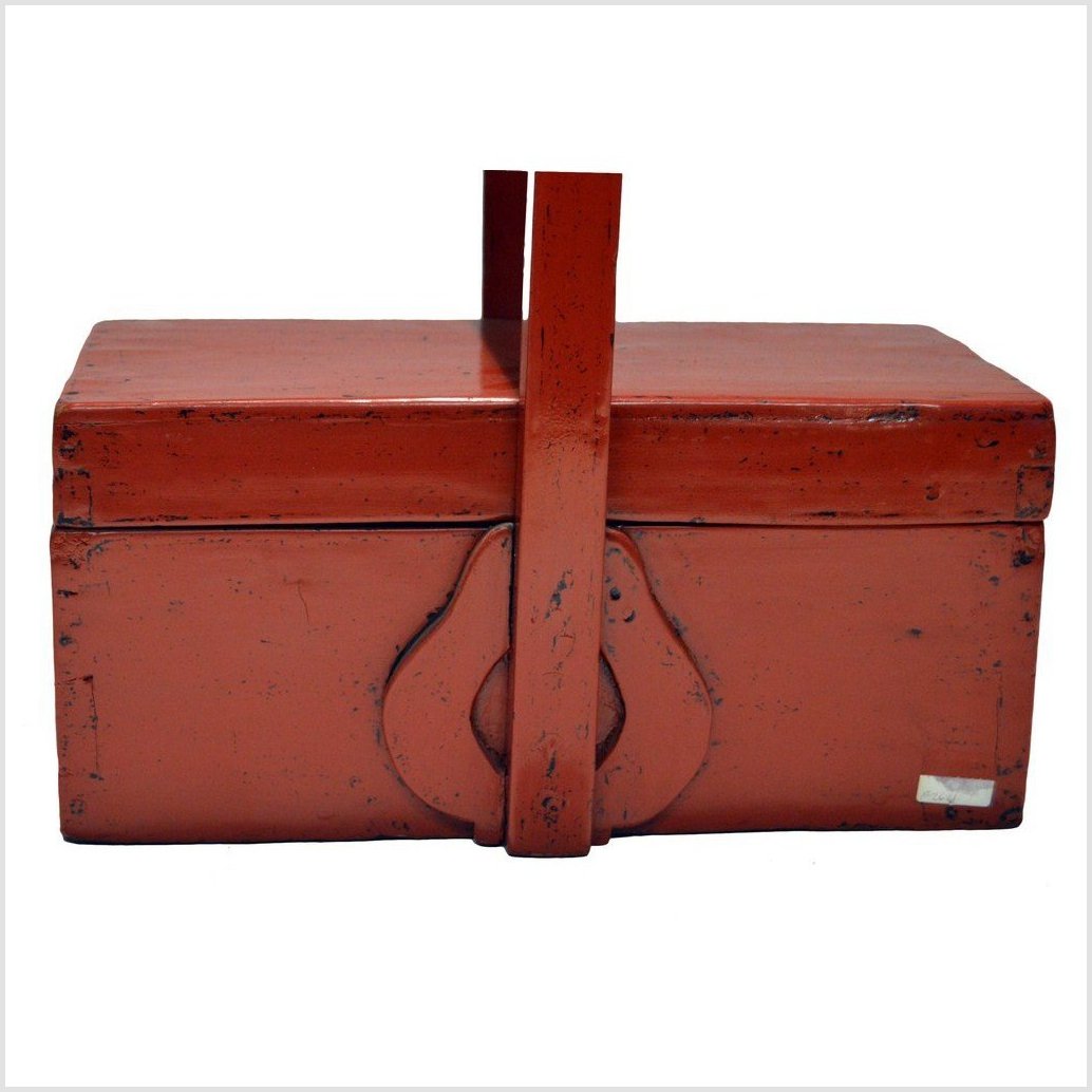 Antique Chinese Red Lacquer Wood Box-3. Asian & Chinese Furniture, Art, Antiques, Vintage Home Décor for sale at FEA Home