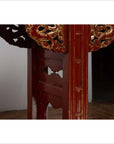 Antique Chinese Red Lacquered Console Table with Gilt Accents and Carved Apron-12. Asian & Chinese Furniture, Art, Antiques, Vintage Home Décor for sale at FEA Home