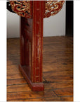 Antique Chinese Red Lacquered Console Table with Gilt Accents and Carved Apron-10. Asian & Chinese Furniture, Art, Antiques, Vintage Home Décor for sale at FEA Home