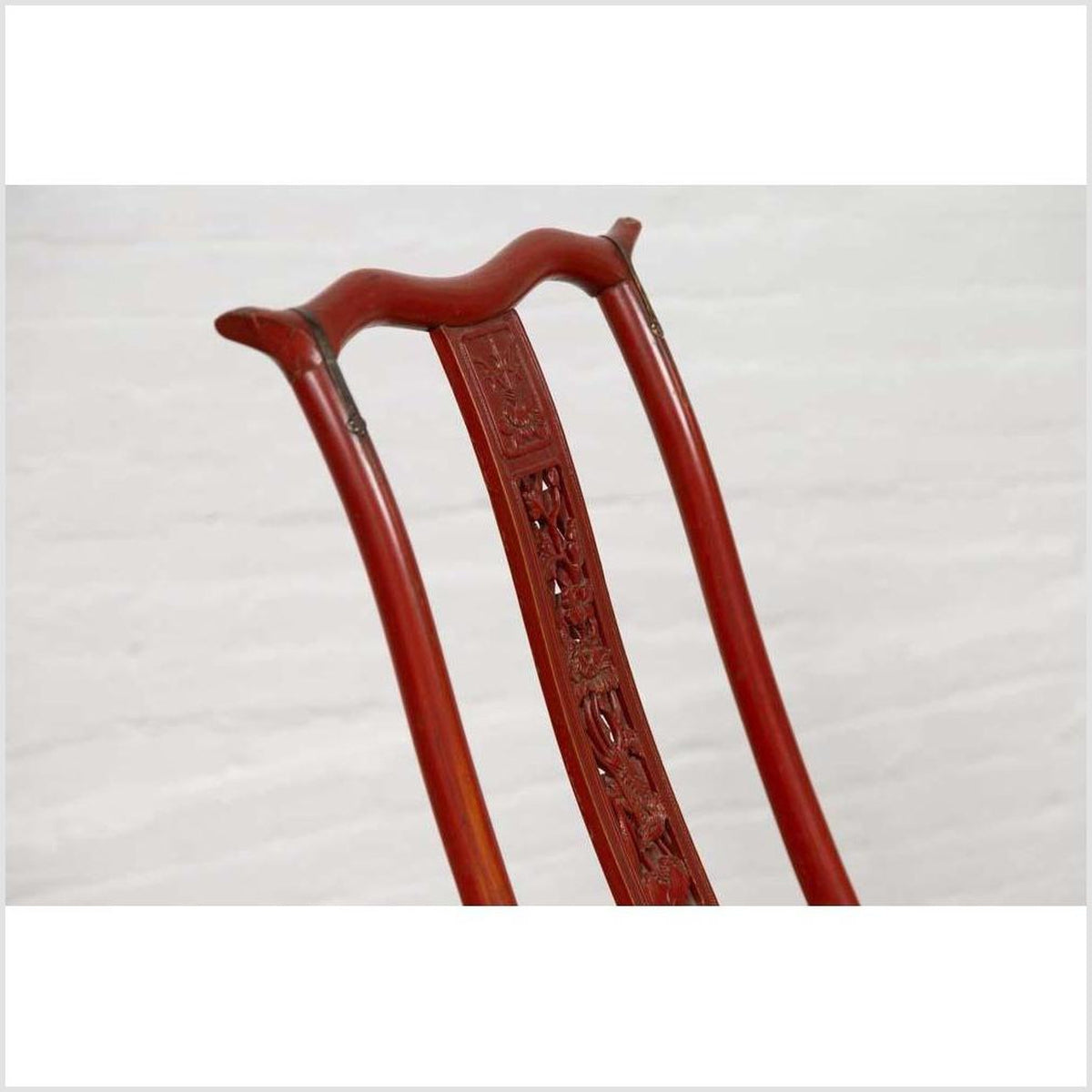 Antique Chinese Red Lacquered Folding Traveler's Chair with Footrest and Fabric-13. Asian & Chinese Furniture, Art, Antiques, Vintage Home Décor for sale at FEA Home