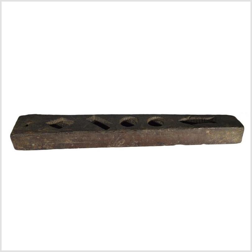 Antique Chinese Rice Mold – Coin, Fish & Diamond Cavities, Weathered Surface-5. Asian & Chinese Furniture, Art, Antiques, Vintage Home Décor for sale at FEA Home