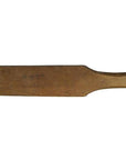 Light wood antique Chinese rice mold with three round character stamps, close-up.