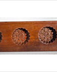 Antique Chinese Rice Mold – Five Spiral Floral Cavities, Dark Wood-3. Asian & Chinese Furniture, Art, Antiques, Vintage Home Décor for sale at FEA Home