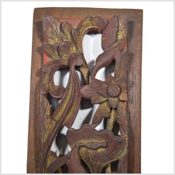 Antique Chinese Carving – Vertical Peony Spray-2. Asian & Chinese Furniture, Art, Antiques, Vintage Home Décor for sale at FEA Home