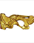 Ornate gold eagle carvings, antique Chinese temple art, close-up on plain white background.