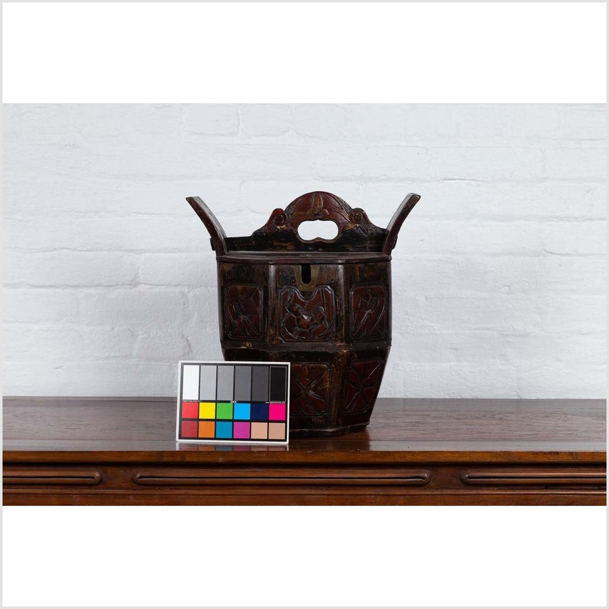 Antique Chinese Wedding Box with Carved Handle, Animals and Foliage Motifs-3. Asian & Chinese Furniture, Art, Antiques, Vintage Home Décor for sale at FEA Home