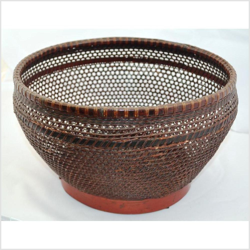 Antique Chinese Woven Rattan Storage Basket-4. Asian & Chinese Furniture, Art, Antiques, Vintage Home Décor for sale at FEA Home