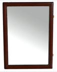 Rectangular dark wood framed mirror, head-on view against a minimalist white background.