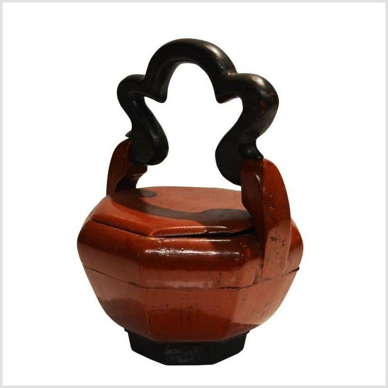 Antique Hand Carved Lacquered Chinese Wedding Basket-4. Asian & Chinese Furniture, Art, Antiques, Vintage Home Décor for sale at FEA Home