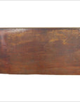 Dark rosewood rectangular wall plaque with hand-carved details, lacquered finish, visible scratches and fading.