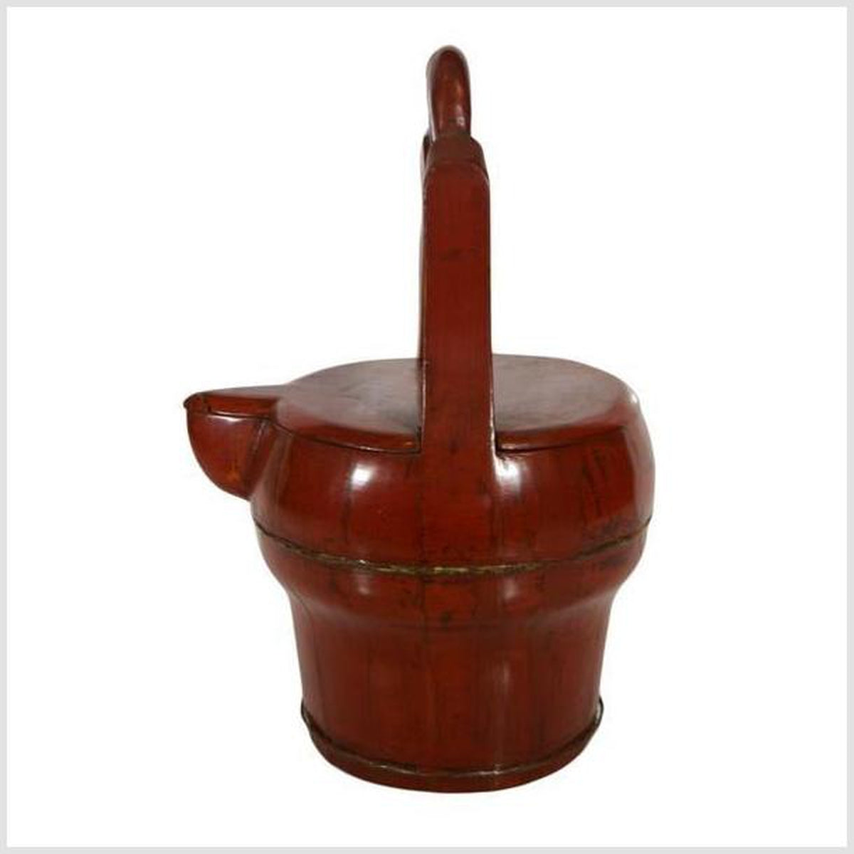 Antique Hand-Carved Red Lacquered Basket with Spout from 19th Century, China-3. Asian & Chinese Furniture, Art, Antiques, Vintage Home Décor for sale at FEA Home