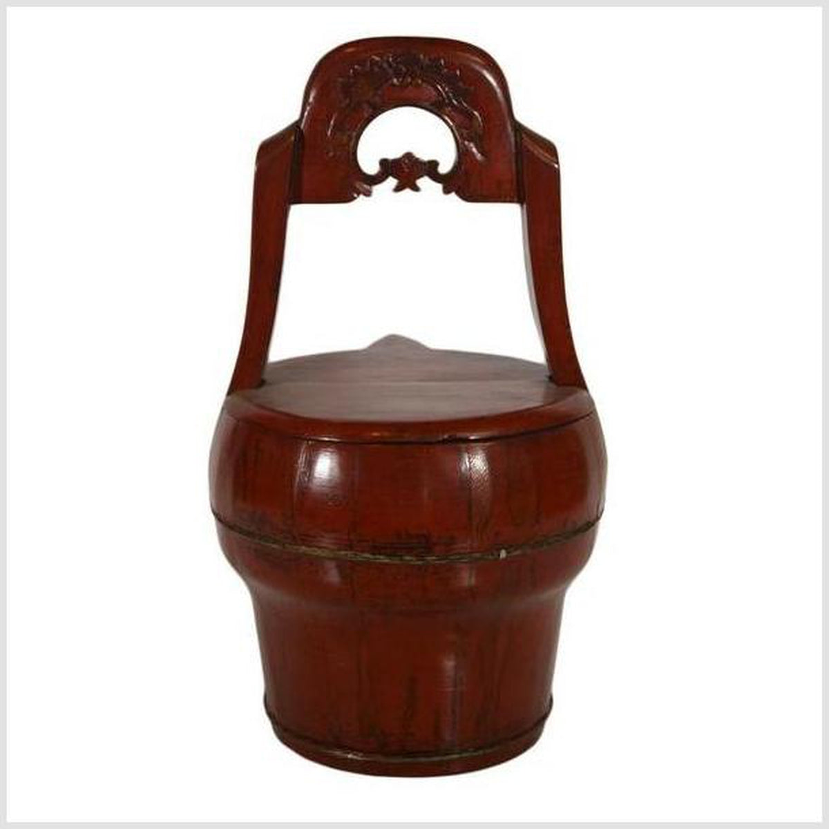 Antique Hand-Carved Red Lacquered Basket with Spout from 19th Century, China-4. Asian & Chinese Furniture, Art, Antiques, Vintage Home Décor for sale at FEA Home
