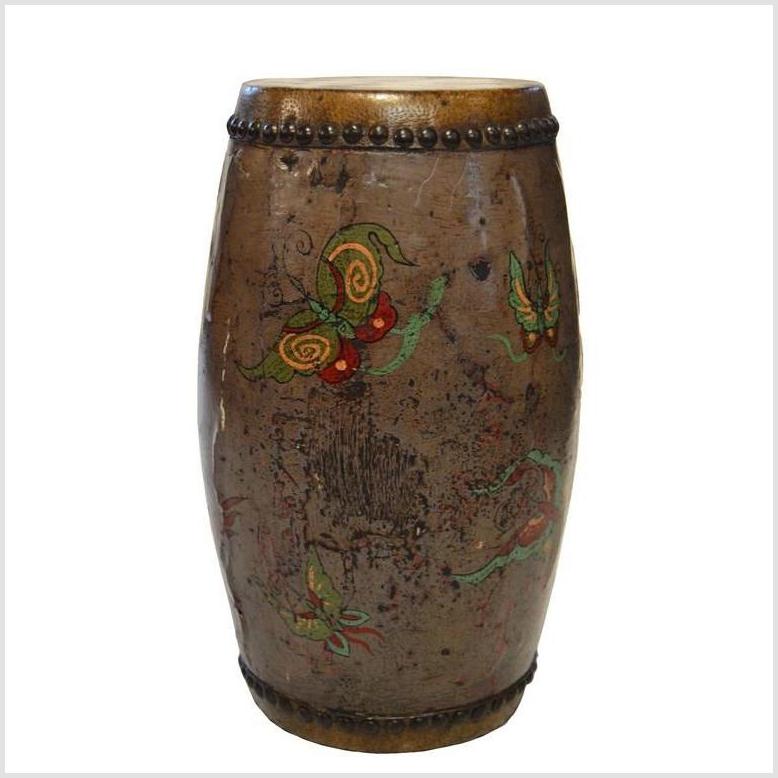 Hand Painted Antique Chinese Drum-2. Asian & Chinese Furniture, Art, Antiques, Vintage Home Décor for sale at FEA Home