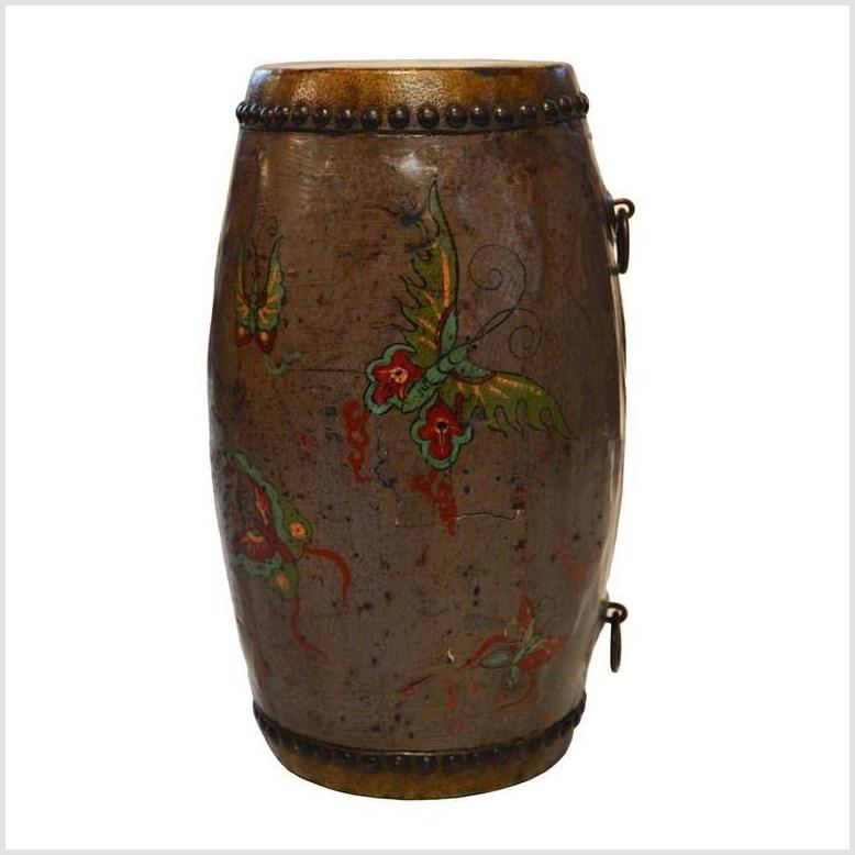 Hand Painted Antique Chinese Drum-4. Asian & Chinese Furniture, Art, Antiques, Vintage Home Décor for sale at FEA Home