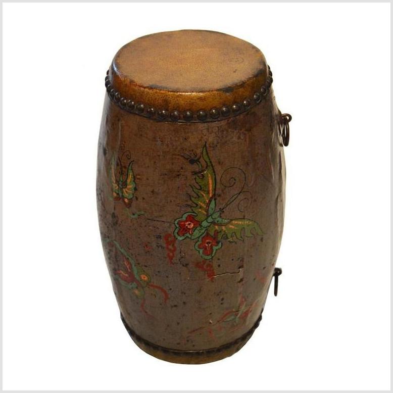 Hand Painted Antique Chinese Drum-5. Asian & Chinese Furniture, Art, Antiques, Vintage Home Décor for sale at FEA Home