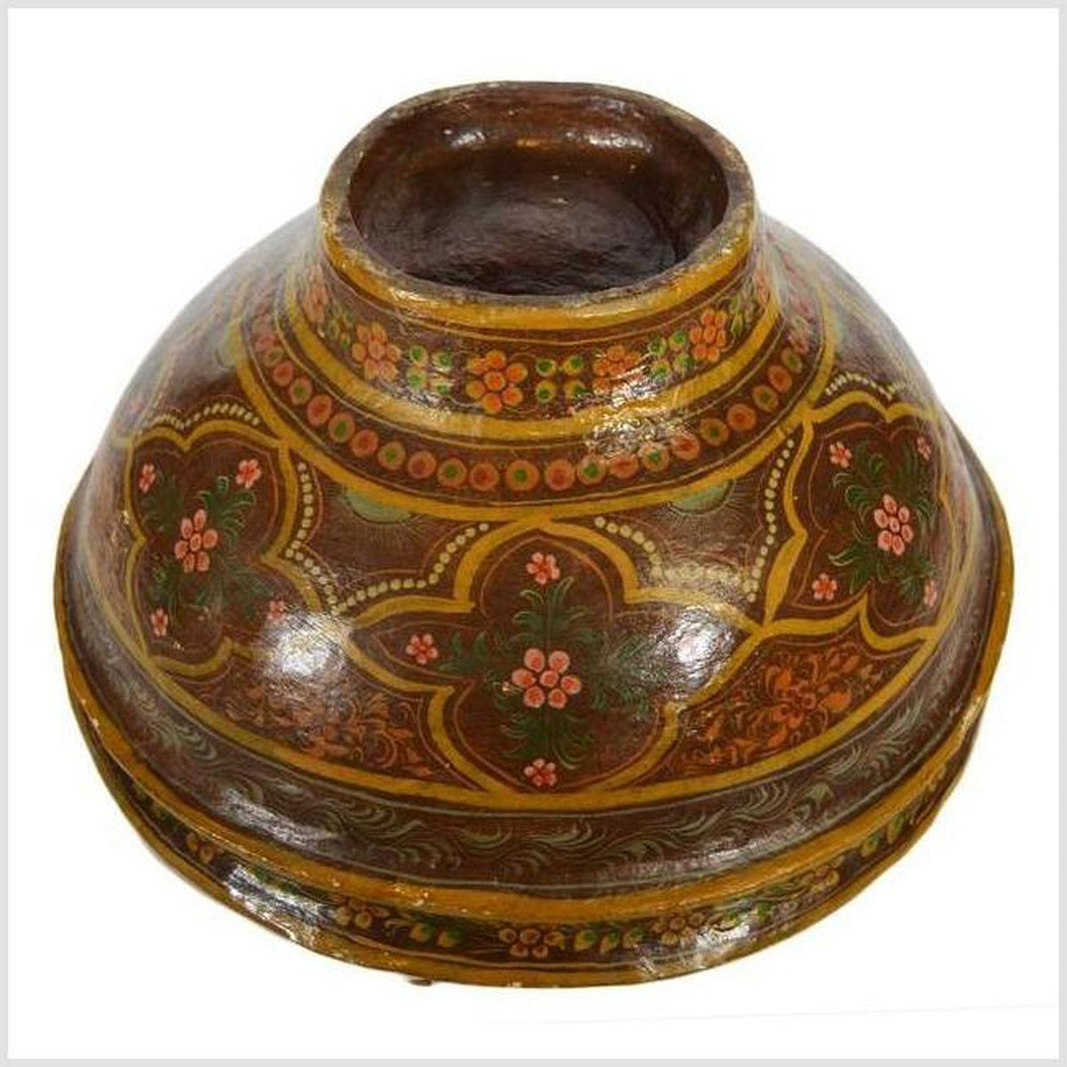 Antique Hand-Painted Indian Bowl-3. Asian & Chinese Furniture, Art, Antiques, Vintage Home Décor for sale at FEA Home