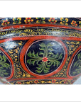 Antique Hand-Painted Paper Mache Indian Flower Bowl from the 19th Century-2. Asian & Chinese Furniture, Art, Antiques, Vintage Home Décor for sale at FEA Home