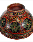 Antique Hand-Painted Paper Mache Indian Flower Bowl from the 19th Century-3. Asian & Chinese Furniture, Art, Antiques, Vintage Home Décor for sale at FEA Home