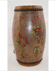 Antique Hand painted Wood and Leather Drum-5. Asian & Chinese Furniture, Art, Antiques, Vintage Home Décor for sale at FEA Home
