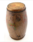 Antique Hand painted Wood and Leather Drum-6. Asian & Chinese Furniture, Art, Antiques, Vintage Home Décor for sale at FEA Home