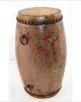 Antique Hand painted Wood and Leather Drum-1. Asian & Chinese Furniture, Art, Antiques, Vintage Home Décor for sale at FEA Home