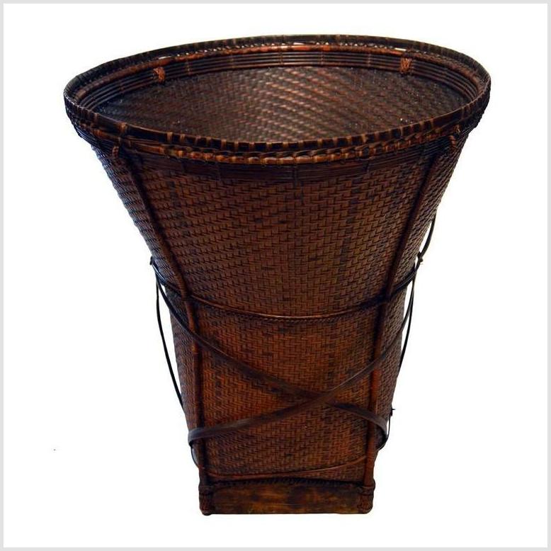 Handwoven Rattan Farmer's Basket-4. Asian & Chinese Furniture, Art, Antiques, Vintage Home Décor for sale at FEA Home