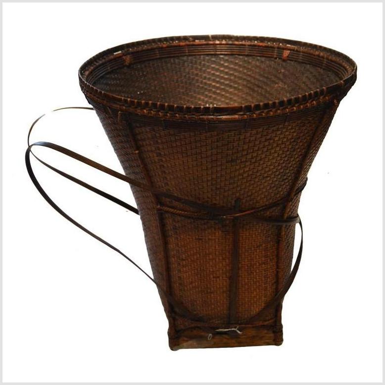 Handwoven Rattan Farmer's Basket-6. Asian & Chinese Furniture, Art, Antiques, Vintage Home Décor for sale at FEA Home