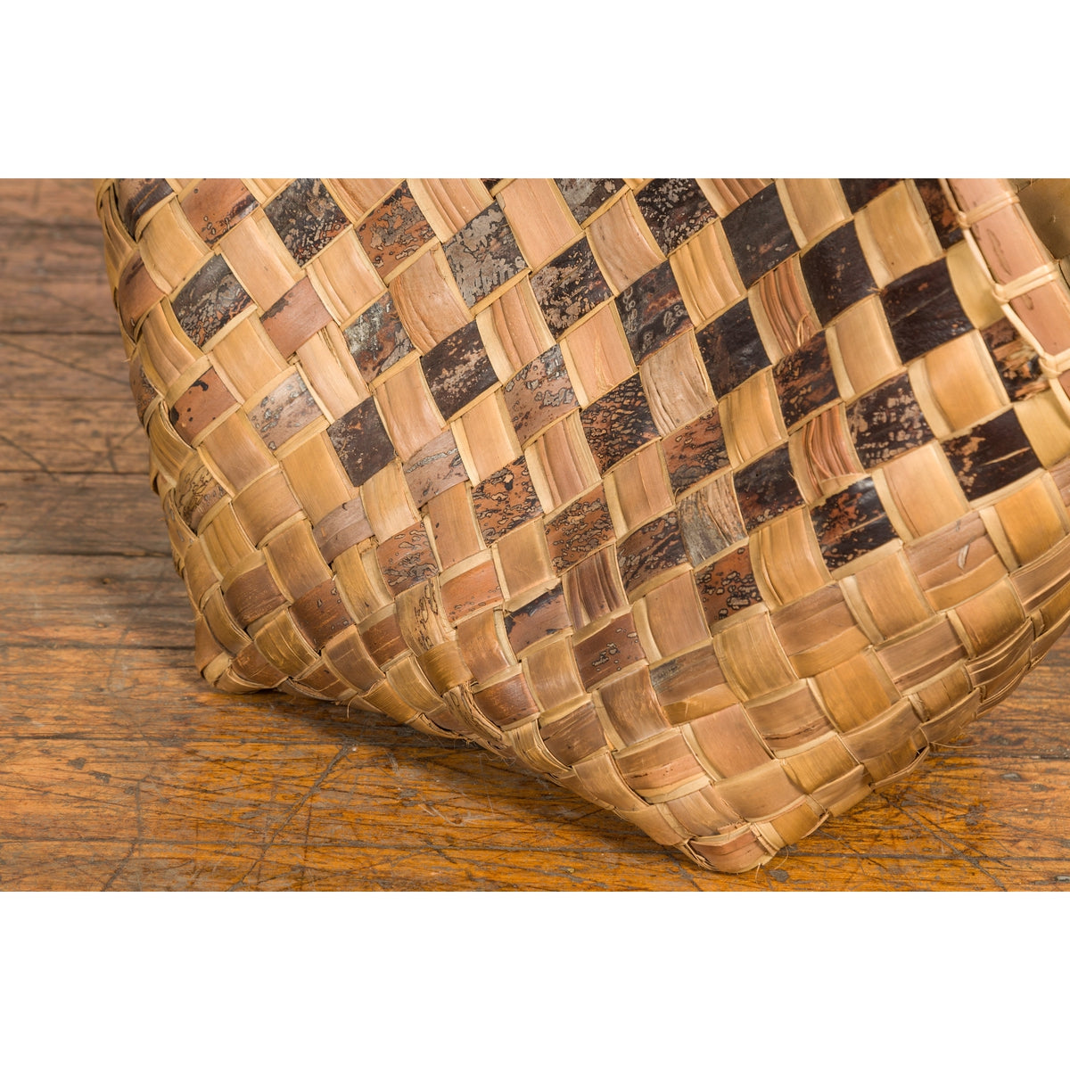 Antique Hand Woven Rustic Karagumoy Filipino Two Toned Grain Basket-10. Asian & Chinese Furniture, Art, Antiques, Vintage Home Décor for sale at FEA Home