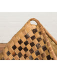 Antique Hand Woven Rustic Karagumoy Filipino Two Toned Grain Basket-11. Asian & Chinese Furniture, Art, Antiques, Vintage Home Décor for sale at FEA Home