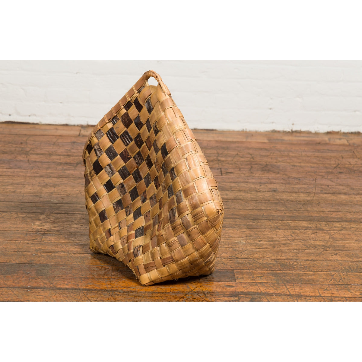 Antique Hand Woven Rustic Karagumoy Filipino Two Toned Grain Basket-15. Asian & Chinese Furniture, Art, Antiques, Vintage Home Décor for sale at FEA Home